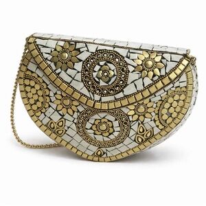NWT Antik Kraft Gold & White Beaded
Clutch/crossbody